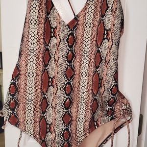 Snake print one piece bathing suit